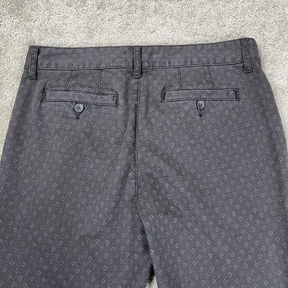 PAIGE Mens Stafford Printed Slim Fit Trouser Pant Grey Multi 31x32 Chino Stretch